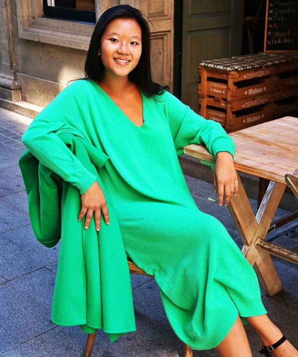 vestido verde en chamonix